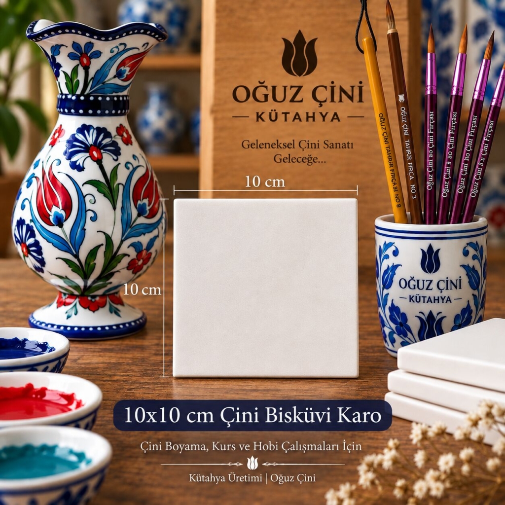 10 × 10 cm Boyanabilir Çini Bisküvi Karo
