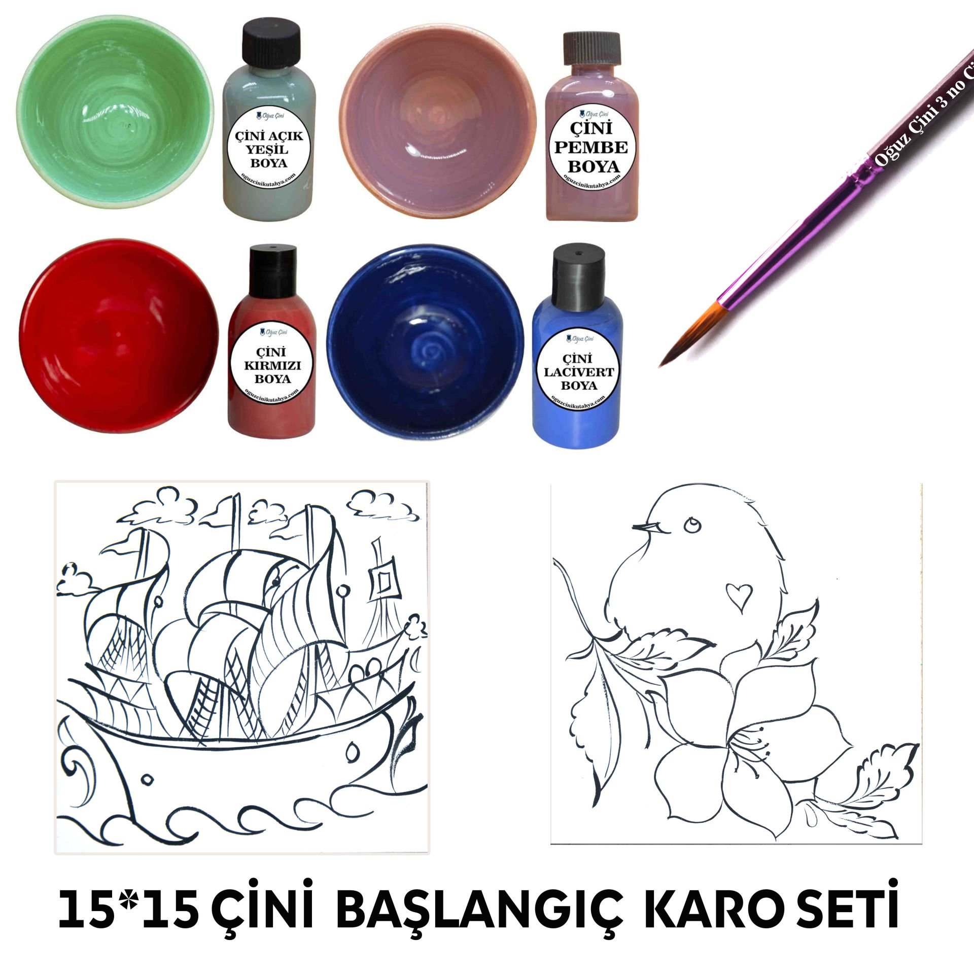 İki Tahrirli Karolu Çini Eğitim Başlangıç Seti