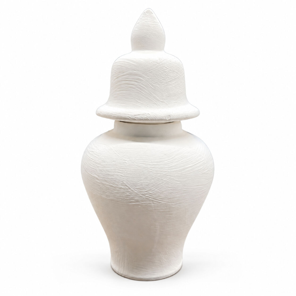 18 cm Boyanabilir Çini Bisküvi Şah Küp (Kapaklı)