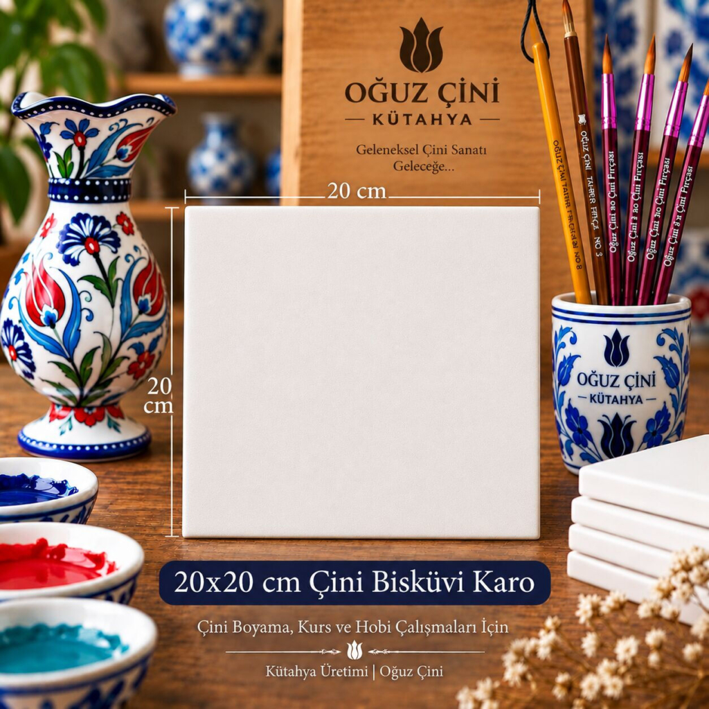 20 × 20 cm Boyanabilir Çini Bisküvi Karo