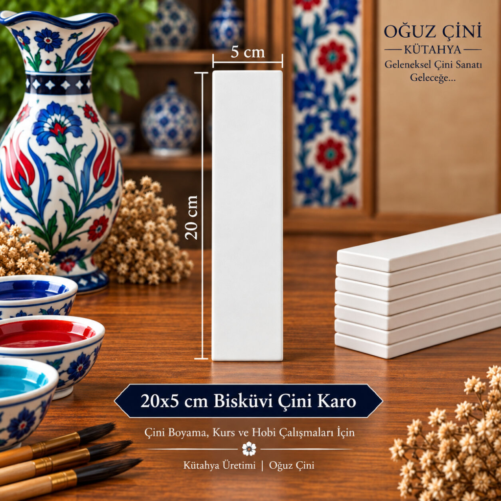 20 × 5 cm Boyanabilir Çini Bisküvi Karo
