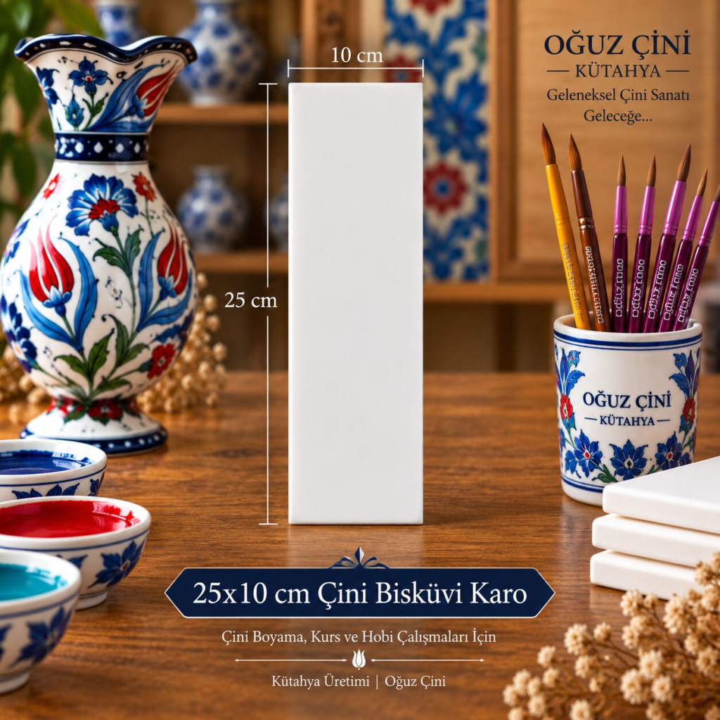 25 × 10 cm Boyanabilir Çini Bisküvi Karo