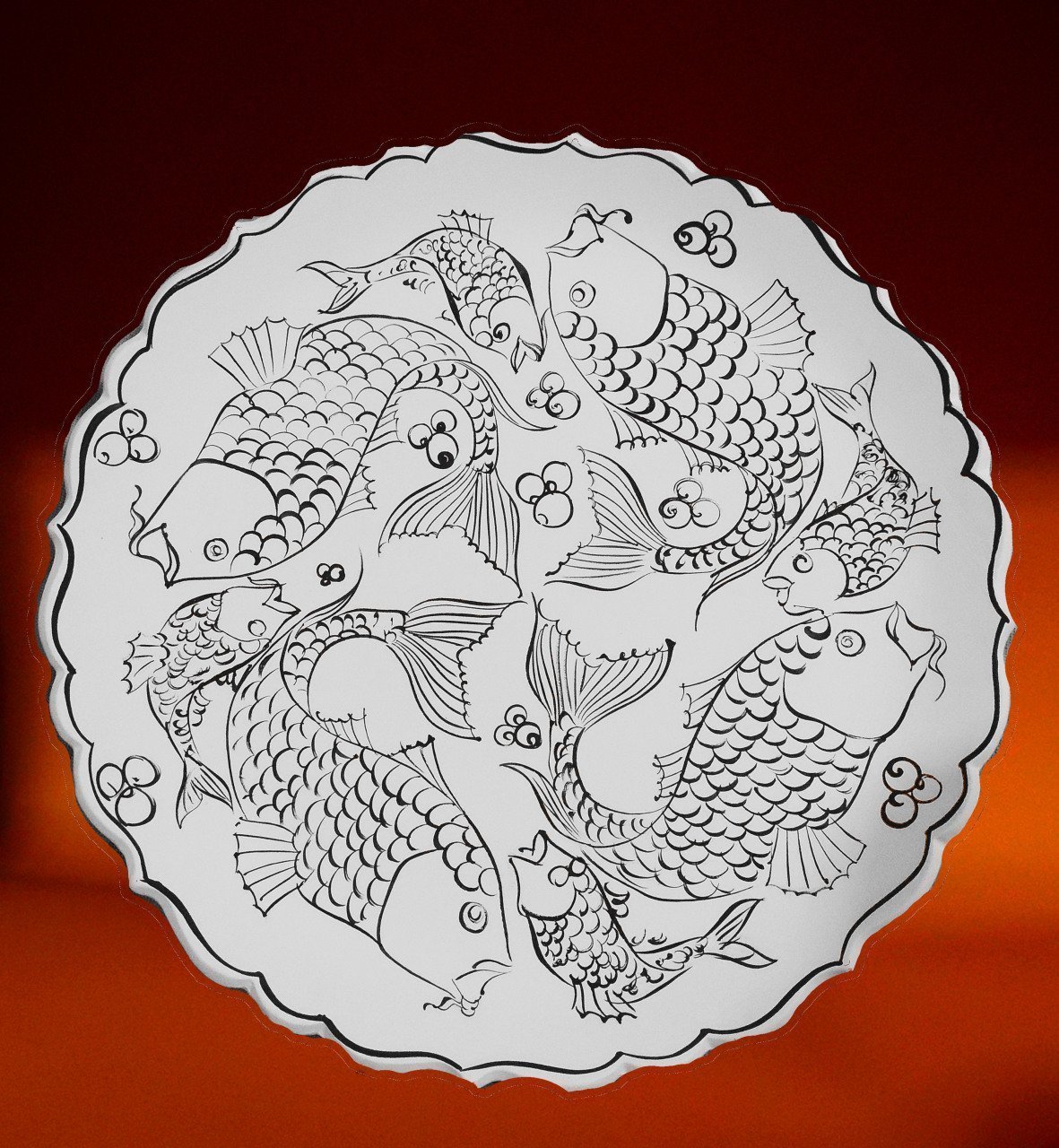 30cm Tahrirli Bisküvi Tabak Desen 8