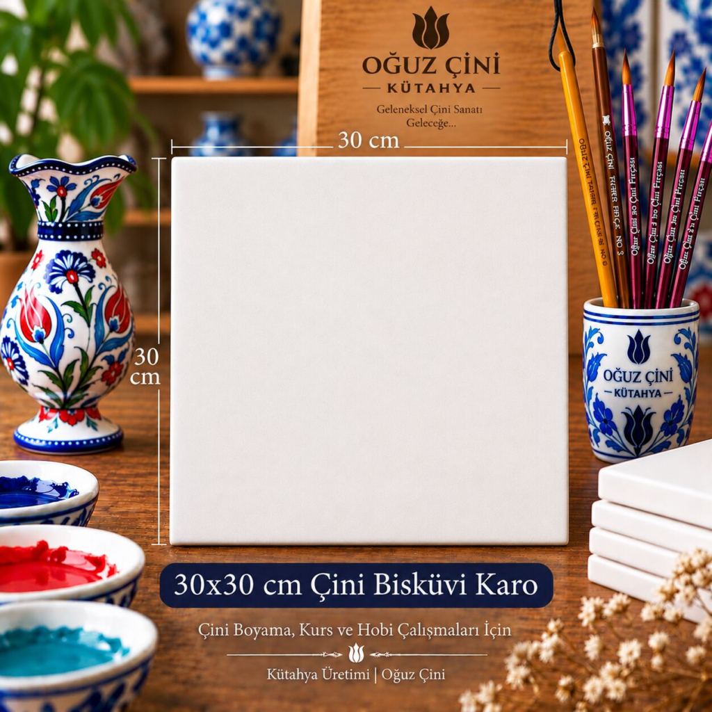 30 × 30 cm Boyanabilir Çini Bisküvi Karo