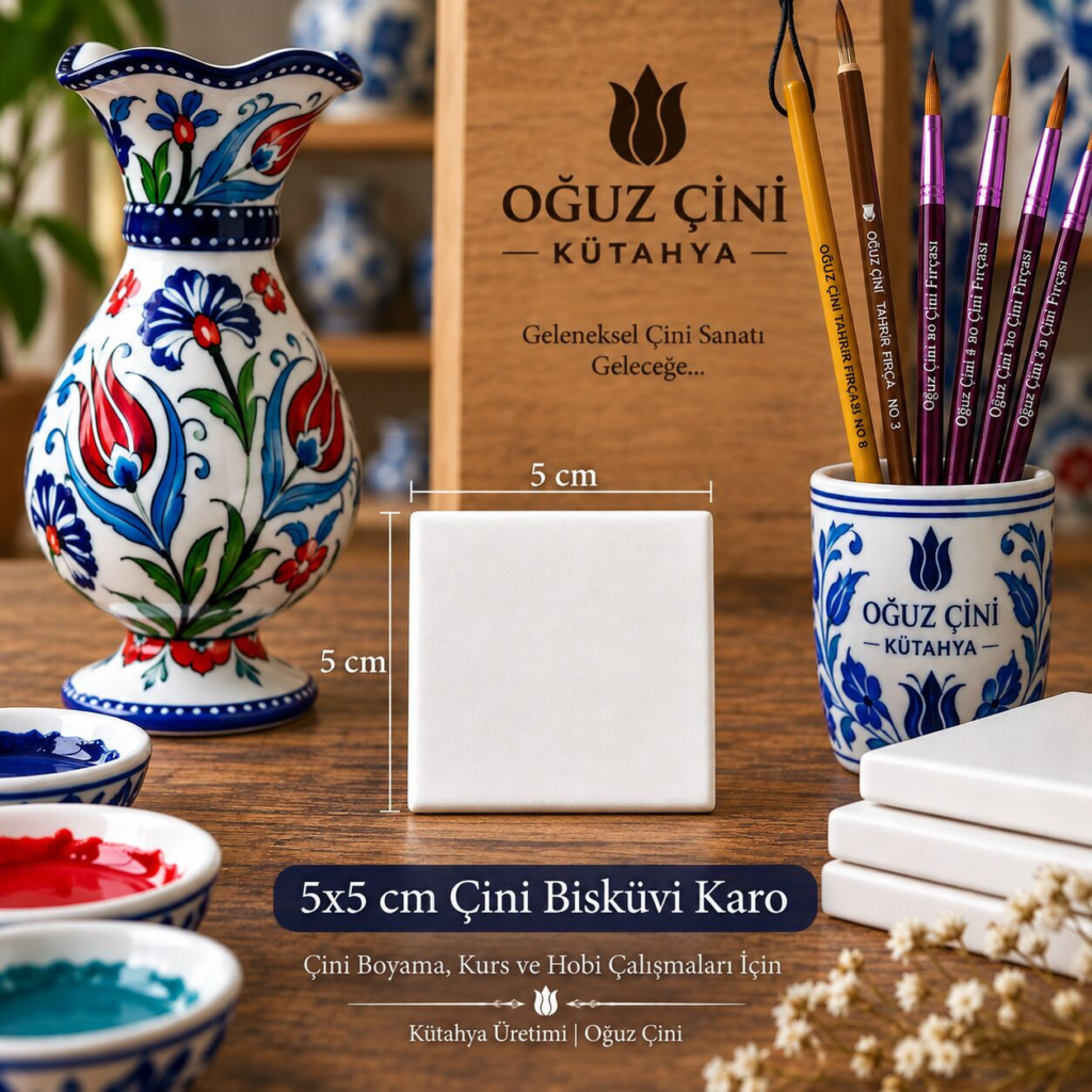 5 × 5 cm Boyanabilir Çini Bisküvi Karo