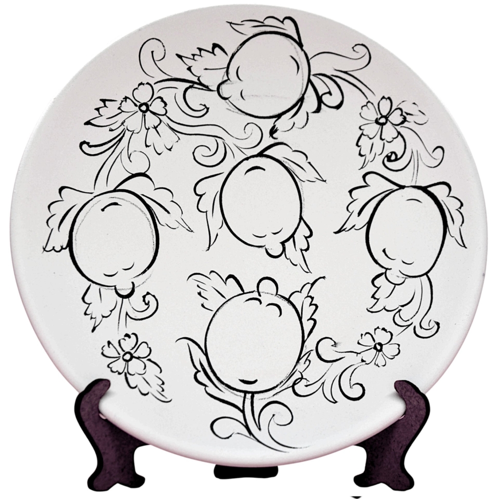18 cm Boyanabilir Limon Desenli Çini Tabak | Çini Kursu