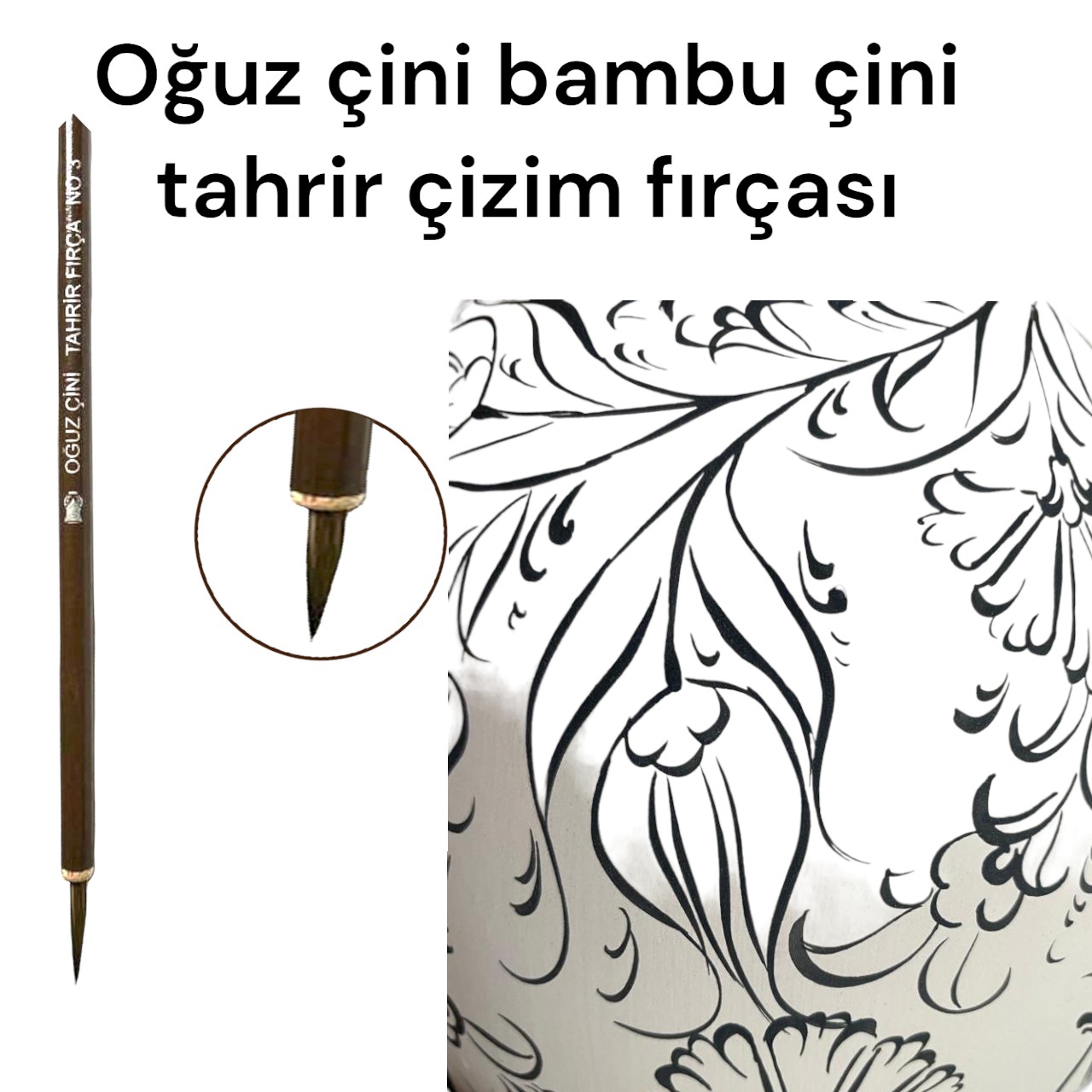 Oğuz Çini Seramik 3 No Tahrir Samur Çizim Bambu Fırça